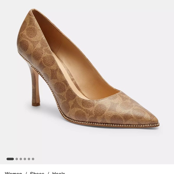 COACH Samantha Pump Point Toe 3.25” Heel signature logo bead chain size 5.5 - Picture 4 of 15